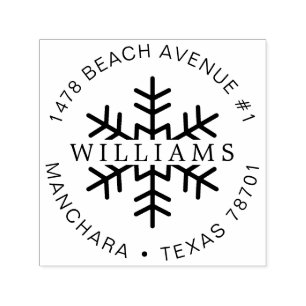 Cute Family Christmas Address Snowflake Self-inking Stamp