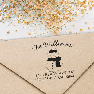 Cute Family Christmas Address With snowman Self-inking Stamp