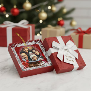 Cute Family Christmas Snow Globe Photo  Ceramic Ornament