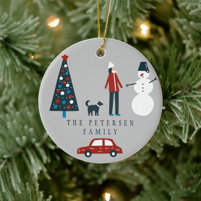 Cute family Christmas tree Scandinavian photo Ceramic Tree Decoration (Tree)