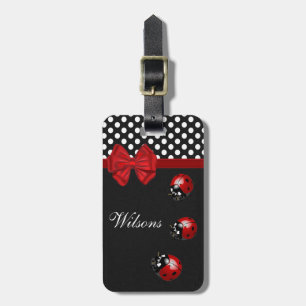Cute family elegant ladybugs polka dots luggage tag