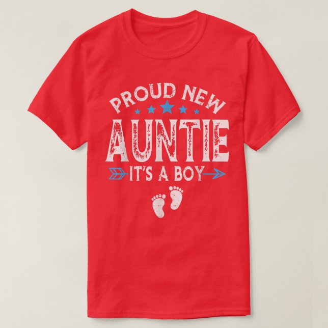 Cute Family Gender Reveal Proud New Auntie It's A  T-Shirt (Design Front)