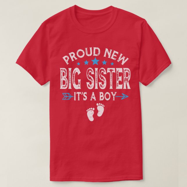 Cute Family Gender Reveal Proud New Big Sister It' T-Shirt (Design Front)