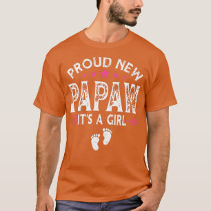 Cute Family Gender Reveal Proud New Papaw It's A G T-Shirt