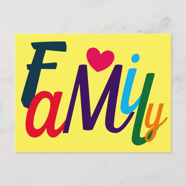 Cute Family Love Colourful Postcard (Front)
