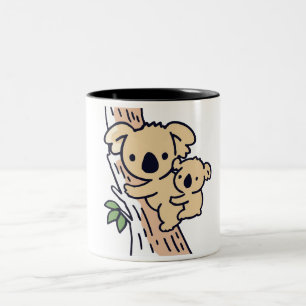 Cute Family Mother Koala Bear With Baby Two-Tone Coffee Mug