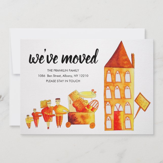 Cute Family Moving Home We've Moved New Address Announcement (Front)