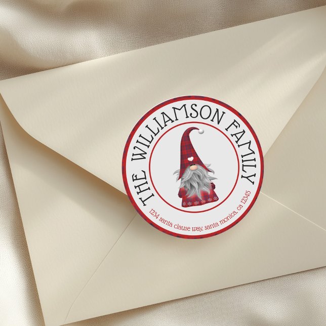 Cute Family Name Return Address Classic Round Sticker (Creator Uploaded)
