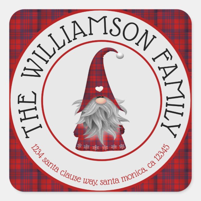 Cute Family Name Return Address Square Sticker (Front)