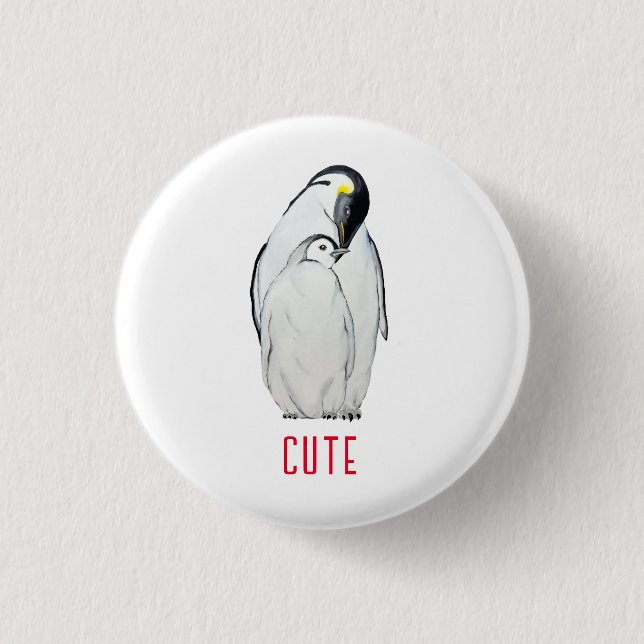 Cute family of emperor penguins T-Shirt 3 Cm Round Badge (Front)