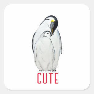 Cute family of emperor penguins T-Shirt Square Sticker