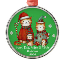 Cute Family of Four Cats Ornament