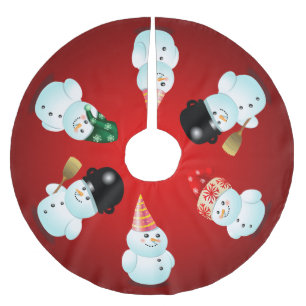 Cute Family of Snowmen Brushed Polyester Tree Skirt