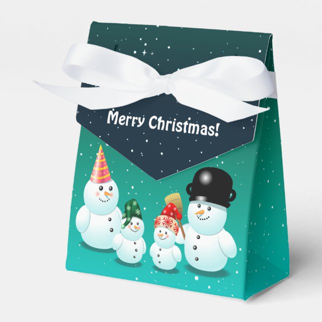 Cute Family of Snowmen Favour Box (Front Side)