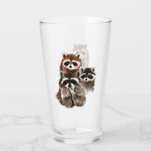 Cute Family or Friends Racoon Animal Art Glass