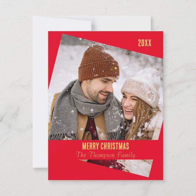 Cute family photo for Christmas season red gold (Front)