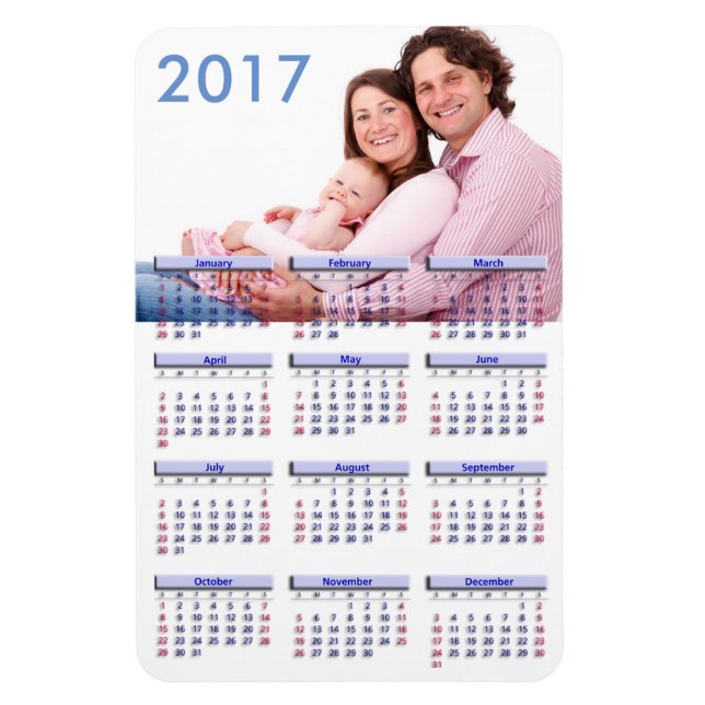 Cute Family Pic 2017 Mini Magnet Calendar (Vertical)