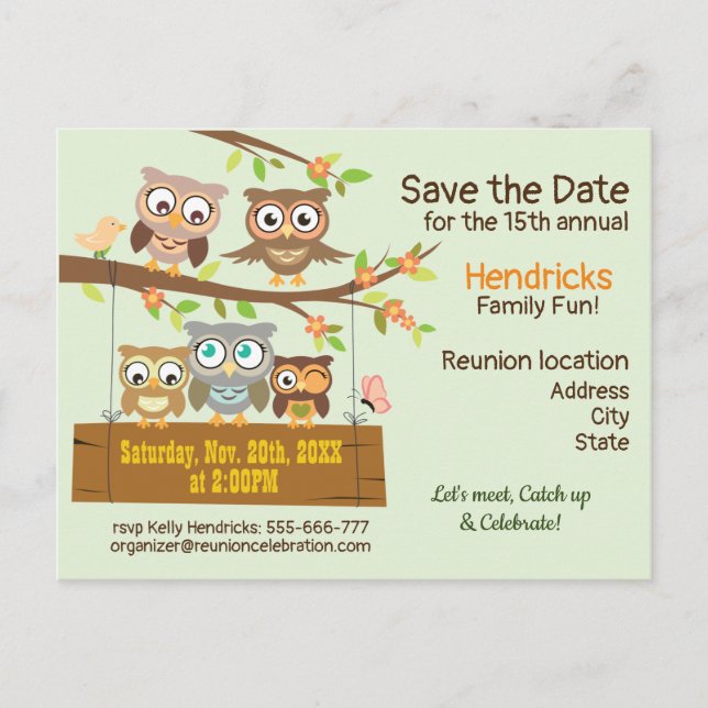 Cute family reunion design postcard (Front)