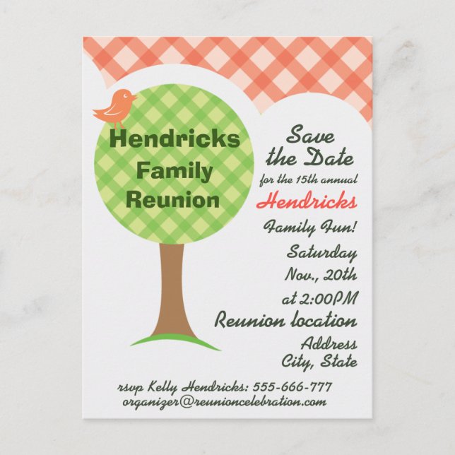 Cute family reunion invitation. postcard (Front)