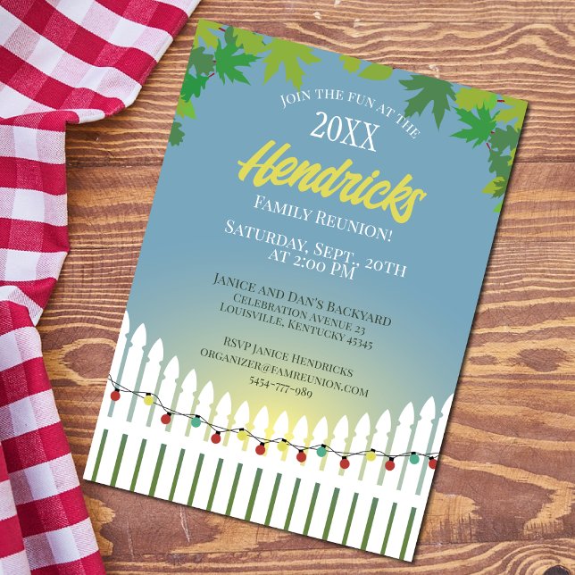 Cute Family Reunion picket fence decorated Invitation (Creator Uploaded)
