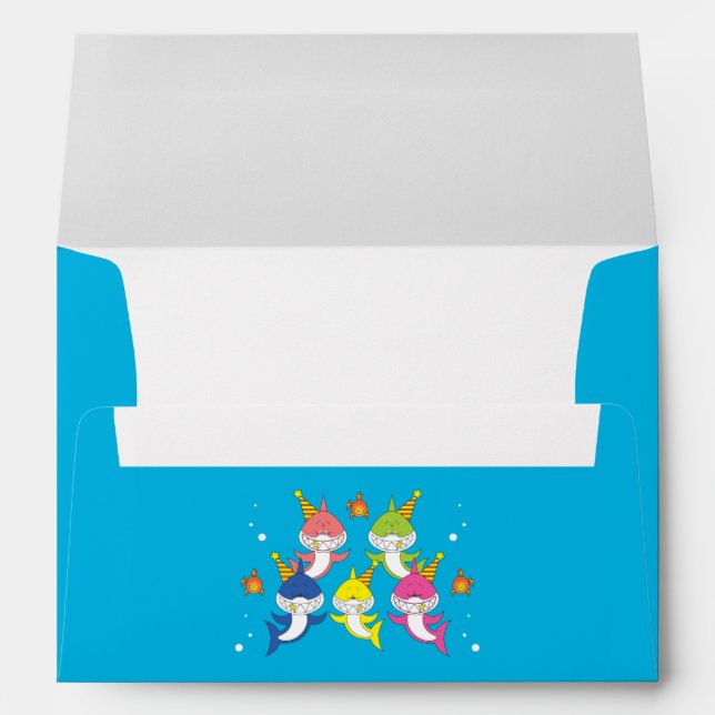 Cute Family Shark Cartoon Envelope (Back (Bottom))