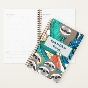 Cute Family Sloths Hanging in a Colourful Jungle Planner