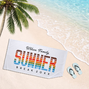 Cute Family Summer Sunset Beach Vacation Towel