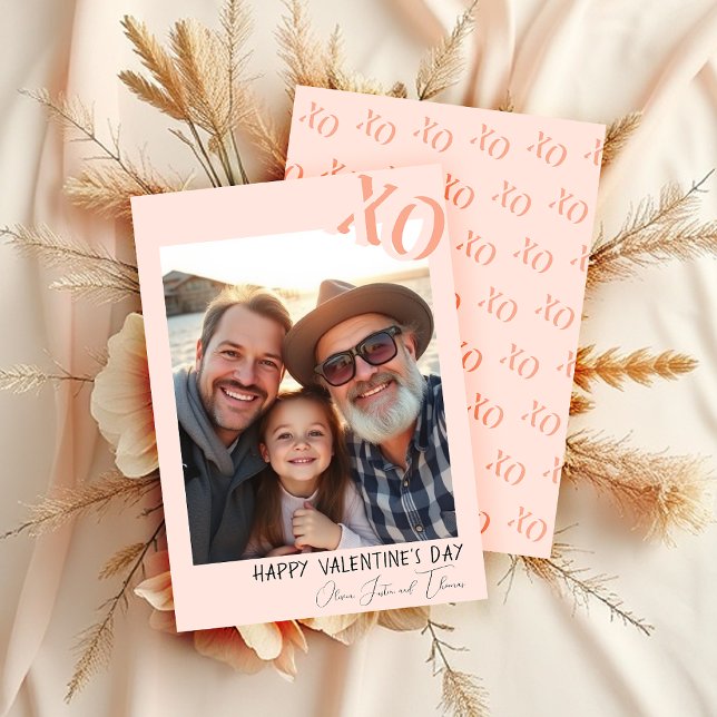 Cute Family Valentine Pink XO  Holiday Card (Creator Uploaded)