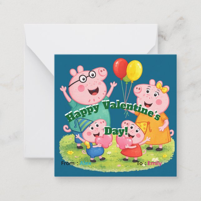 Cute Family Valentine’s Day, Custom Adorable Card  (Front)