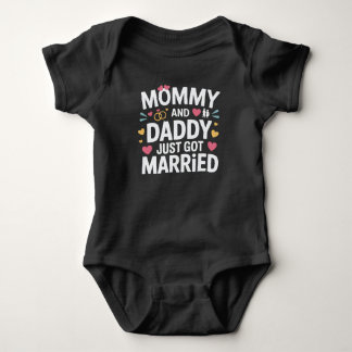 Cute Family Wedding  Mummy and Daddy Just Married Baby Bodysuit