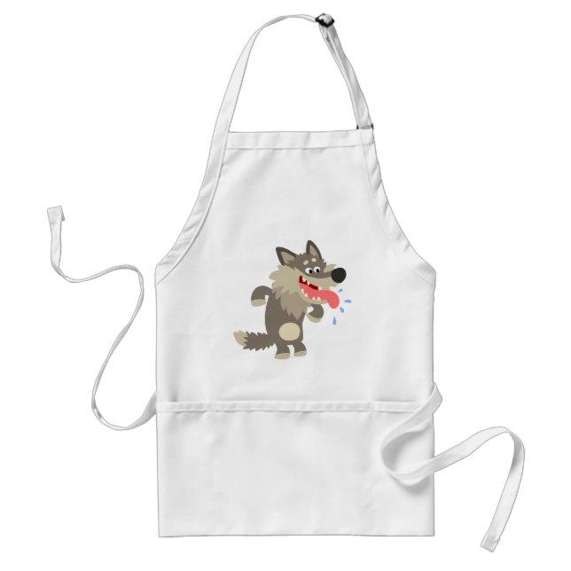 Cute Famished Cartoon Wolf Apron (Front)
