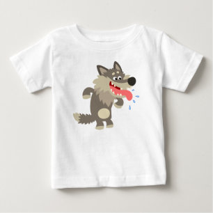 Cute Famished Cartoon Wolf Baby T-Shirt