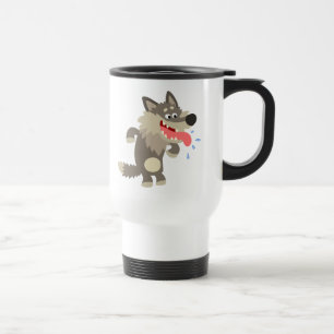 Cute Famished Cartoon Wolf Commuter Mug
