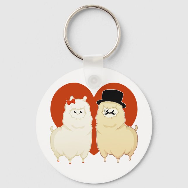 Cute Fancy Alpaca Couple Key Ring (Front)