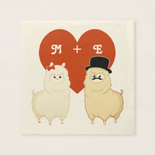 Cute Fancy Alpaca Couple Napkin