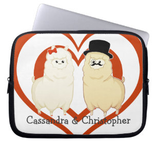 Cute Fancy Alpaca Couple with customisable names Laptop Sleeve