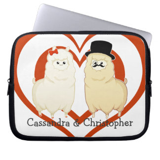 Cute Fancy Alpaca Couple with customisable names Laptop Sleeve