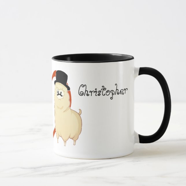 Cute Fancy Alpaca Couple with customisable names Mug (Right)