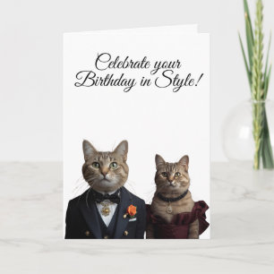 cute fancy cats birthday love Folded Holiday Card