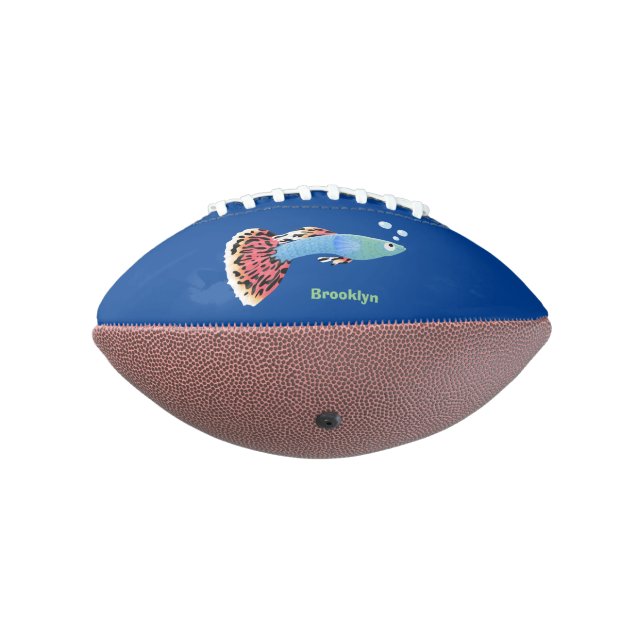 Cute fancy guppy tropical fish cartoon american football (Rotated 270)