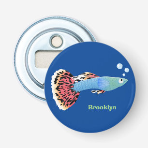 Cute fancy guppy tropical fish cartoon bottle opener