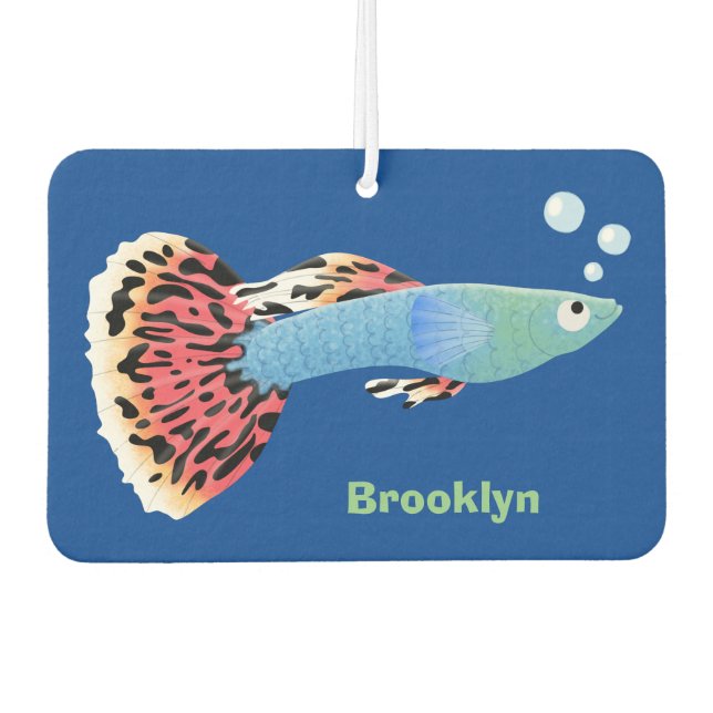 Cute fancy guppy tropical fish cartoon car air freshener (Front)