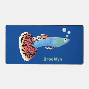 Cute fancy guppy tropical fish cartoon desk mat