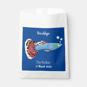 Cute fancy guppy tropical fish cartoon favour bags