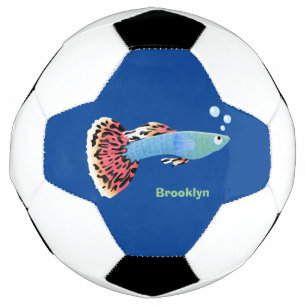 Cute fancy guppy tropical fish cartoon football