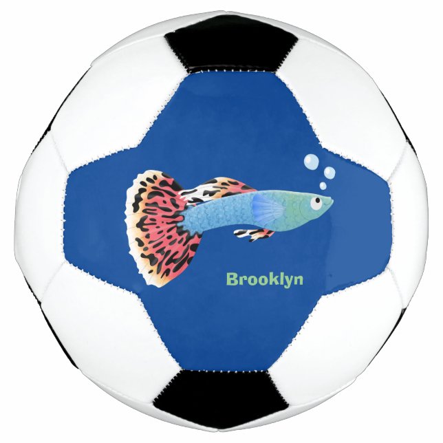 Cute fancy guppy tropical fish cartoon football (Front)