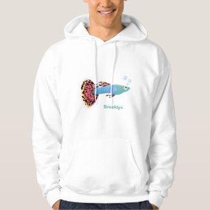 Cute fancy guppy tropical fish cartoon hoodie
