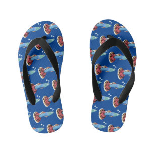 Cute fancy guppy tropical fish cartoon kid's flip flops