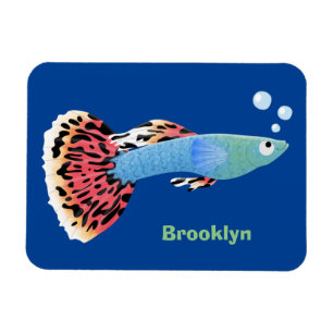 Cute fancy guppy tropical fish cartoon magnet