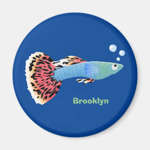 Cute fancy guppy tropical fish cartoon magnet